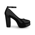thumbnail image 3 of BLISSFUL STEP Escarpins à Talon Bloc pour Femmes Plateforme Bride à la Cheville Bout Rond Talon Noir 6, 3 of 7
