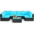 thumbnail image 2 of Patiojoy 7-Piece Patio PE Rattan Sectional Sofa Furniture Set Wicker Sofa Conversation Set Turquoise, 2 of 8