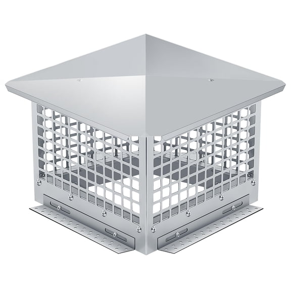 Chimney Cap 13x13 Inch - Heavy-Duty 304 Stainless Steel Mesh Cover, Easy Bottom Installation, Weatherproof & Spark Arrestor for Outside Clay Flue Tile (Fits 11"-13" Adjustable), Silver