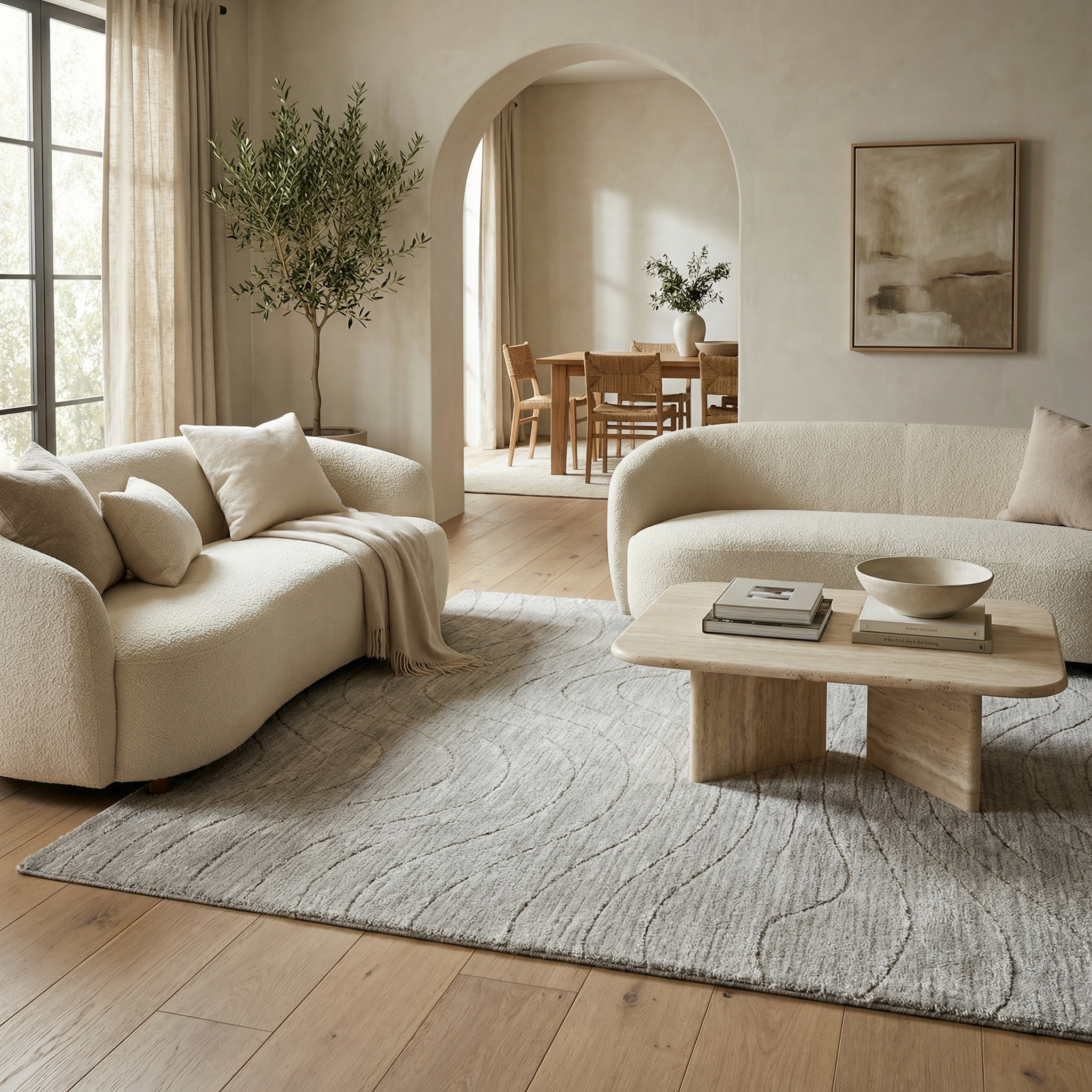 Tapis d'interieur abstrait Rug Branch Casa, gris, moderne - Salon, chambre, salle a manger et cuisine