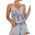 thumbnail image 4 of Women Snake Print Lace Splicing Sleeveless V Neck Tank Top, 4 of 5