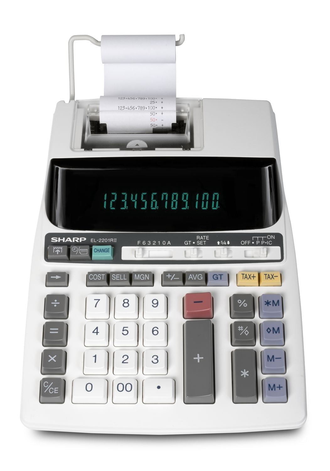 Sharp EL2201RII 12-Digit Printing Calculator for Accounting & Business Use, 2.0 LPS 2-Color Printer, Large Fluorescent Display, Cost/Sell/Margin Functions & Microban Protection
