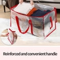 thumbnail image 4 of Sac de Rangement pour Arbre de Noël Sac de Rangement pour Couvertures Capacité de Charge Élevée Déménagement Grande Capacité Transparent avec Poignée Portable Robuste Pliable Multifonction Couette Organisateur de Vêtements Sac de Rangement Organisateur, 4 of 8