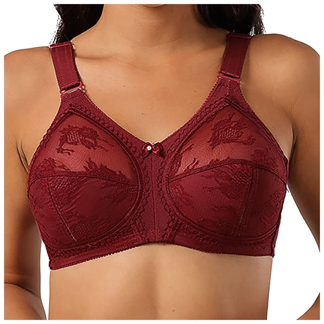 Womens Bras No Underwire Bra Feature V-Neck Full-Figure Bra Style W-846 Wine 100c