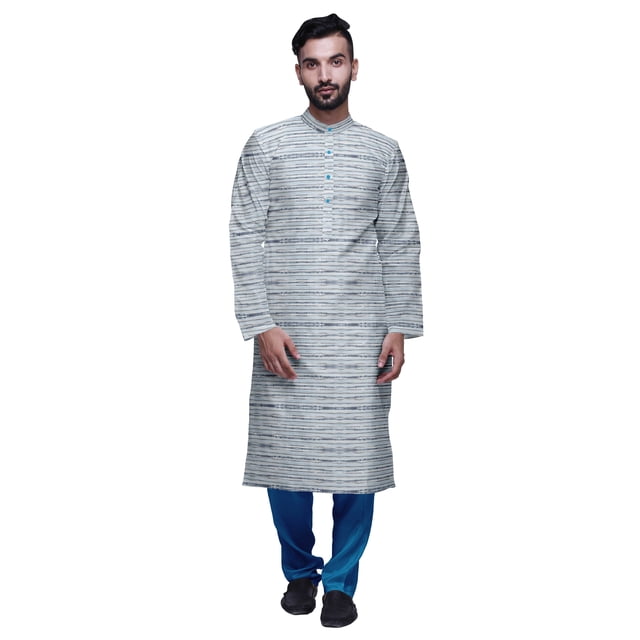 Atasi Satin Slub Ethnic Kurta With Churidar For Mens Printed Party Wear