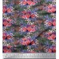 thumbnail image 1 of Soimoi Poly Georgette Fabric Leaves & Tulip Flower Print Fabric by Yard 42 Inch Wide, 1 of 3