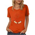 thumbnail image 1 of Dadaria T-Shirt Femme Orange Manches Courtes Col Rond Été Chandail Blouses S, 1 of 5