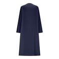 thumbnail image 4 of Ltctricy Robe Chemise pour Femme Grande Taille à Manches Longues, Col Ras du Cou, Demi-Boutonnage, Robe en Coton et Lin, Tunique, Robes Midi avec Poches (Marine, 3X-Grand), 4 of 7