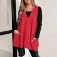 thumbnail image 1 of IMENGL Chandail Sans Manches Confortable à Poche, Col en v, Rouge 4TG, Taille g-4TG, 1 of 6