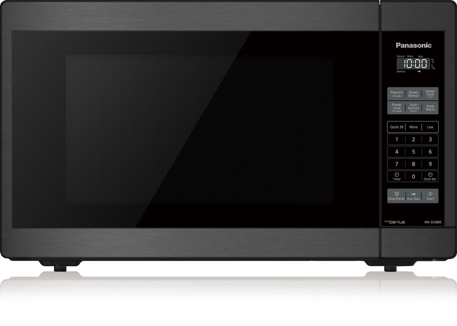 Panasonic NNSC688SC Genius Mid Size 1200W Inverter Microwave Oven, 7 Auto Cook Menus, Child Lock, Black Stainless