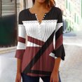 thumbnail image 2 of Birdeem T-Shirt Mode Imprimé pour Femmes Manches 3/4 Blouse Col en V Hauts Décontractés, 2 of 12