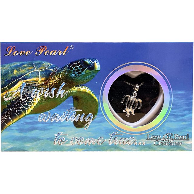 Turtle Sea Life Love Pearl Creations DIY Kit Cultured Necklace Set with Stainless Steel Chain 16"