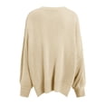 thumbnail image 4 of WUANDIXFA Chandails d'Automne pour Femmes Chandails pour Femmes à Manches Longues Fente Latérale Col Rond Chandails Molletonnés à Enfiler Hauts de Mode pour Femmes Vêtements Corset Vêtements d'Extérieur Beige,P, 4 of 5