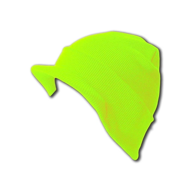 Cuff Beanie Visor Skull Cap Hat Beanie - Lime