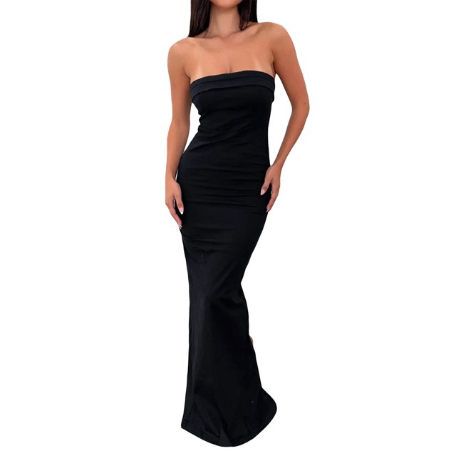 Faithtur Robe Sans Manches Épaules Dénudées pour Femmes Été Élégante Robe Moulante de Cocktail Mode Urbaine de Plage