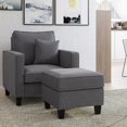 thumbnail image 3 of Georgia Linen-Like Upholstered Square Ottoman, 3 of 4