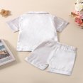 thumbnail image 3 of Kids Baby Boy Girl Satin Silk Pyjamas Pjs Set Short Sleeve Button Down Loungewear 2Pcs Nightwear Homewear, 3 of 8