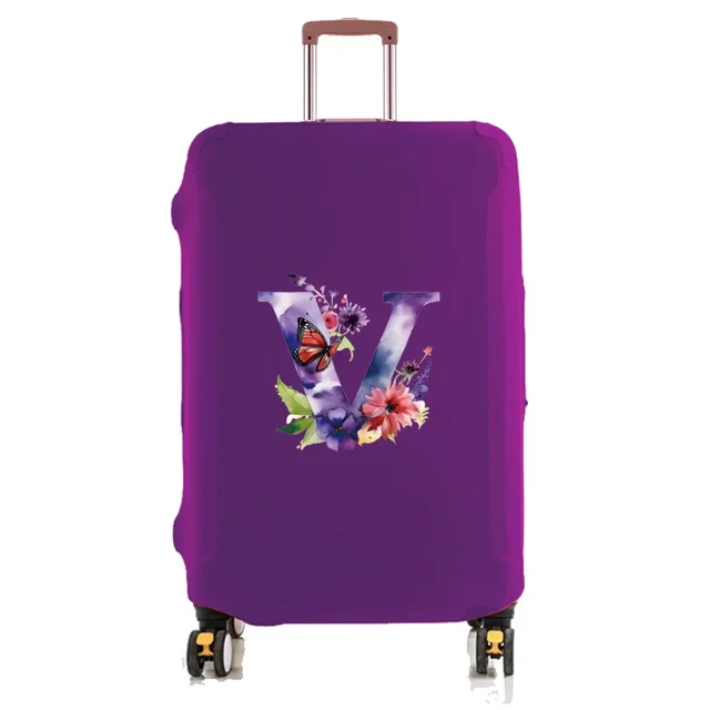 Travel Luggage Cover Baggage Suitcase Protector Washable Reusable Dustproof Scratch-proof Suitcase Cover Butterfly Print Pattern 8butterfly letter V S