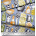 thumbnail image 2 of Soimoi Modal Satin Fabric Ginger,Jar & Mortar and Pestle Kitchen Print Fabric by the Yard 42 Inch Wide, 2 of 3