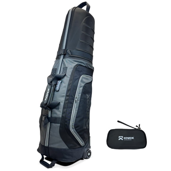 KNOX Golf Travel Bag with ABS Hardcase Top, 1680D Oxford Fabric, Rolling Travel Cover with Rugged Wheels, TSA Lock, YKK Zippers, Padded Handles & Storage Pockets; Airline-Ready Golf Travel Case