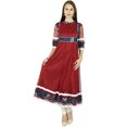 thumbnail image 2 of Bimba Kurti Anarkali Longue Évasée pour Femmes Kurta Indienne Blouse Classique Indienne - Bordeaux, 2 of 6
