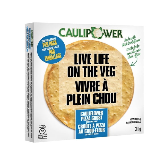 Caulipower Cauliflower Pizza Crust, Gluten Free, 2 Blank Canvas Crusts Per Pack, 312g, Cauliflower Plain pizza crust
