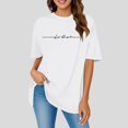 thumbnail image 2 of JIRNDf Hauts pour Femmes Tendance d'Été T-Shirts Surdimensionnés à Imprimé de Lettres Col Rond Manches Courtes Manches Courtes Décontracté Ample Sport Décontracté Uni Adolescentes Jolis T-Shirts Graphiques pour Femmes Chemises Blanc TTG, 2 of 4