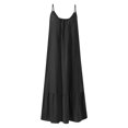 thumbnail image 4 of zanvin Robe d'Été pour Femmes, Robe Maxi d'Été pour Femmes Décontractée Bohème Sans Manches à Bretelles Spaghetti, Smockée, à Étages, Longue, de Plage, Soleil, Fête, Robe de Plage, Noir, 4 of 4