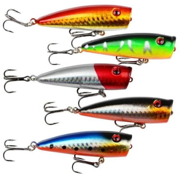 Agiferg 5pc 7cm Fishing Topwater Floating Popper Poper Lure Hooks Bait
