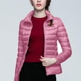 thumbnail image 2 of RKSTN Puffer Jacket Womens Long Sleeve Stand Collar Zip Up Winter Jacket Quilted Lightweight Down Jacket with Pockets, 2 of 6