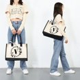 thumbnail image 2 of Toile Sac à Main Lettres Fleur Portable Plage Épaule Shopping Cabas (V), 2 of 7