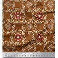 thumbnail image 1 of Soimoi Poly Georgette Fabric Damask Ethnic Print Fabric by the Yard 42 Inch Wide, 1 of 3