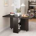thumbnail image 1 of Aoile Petite Table à Manger Pliante avec 2 Niveaux de Rangement, Abattant Extensible pour Petit Espace, Cuisine, Noyer, 1 of 10