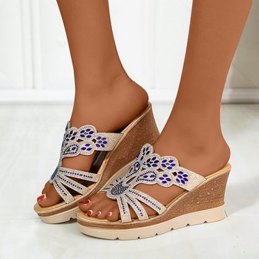 Jsaierl Platform Sandals for Women Casual Summer, Thick Sole Shoes Ladies Beach Sandals Summer Non-Slip Causal Slippers Size 7