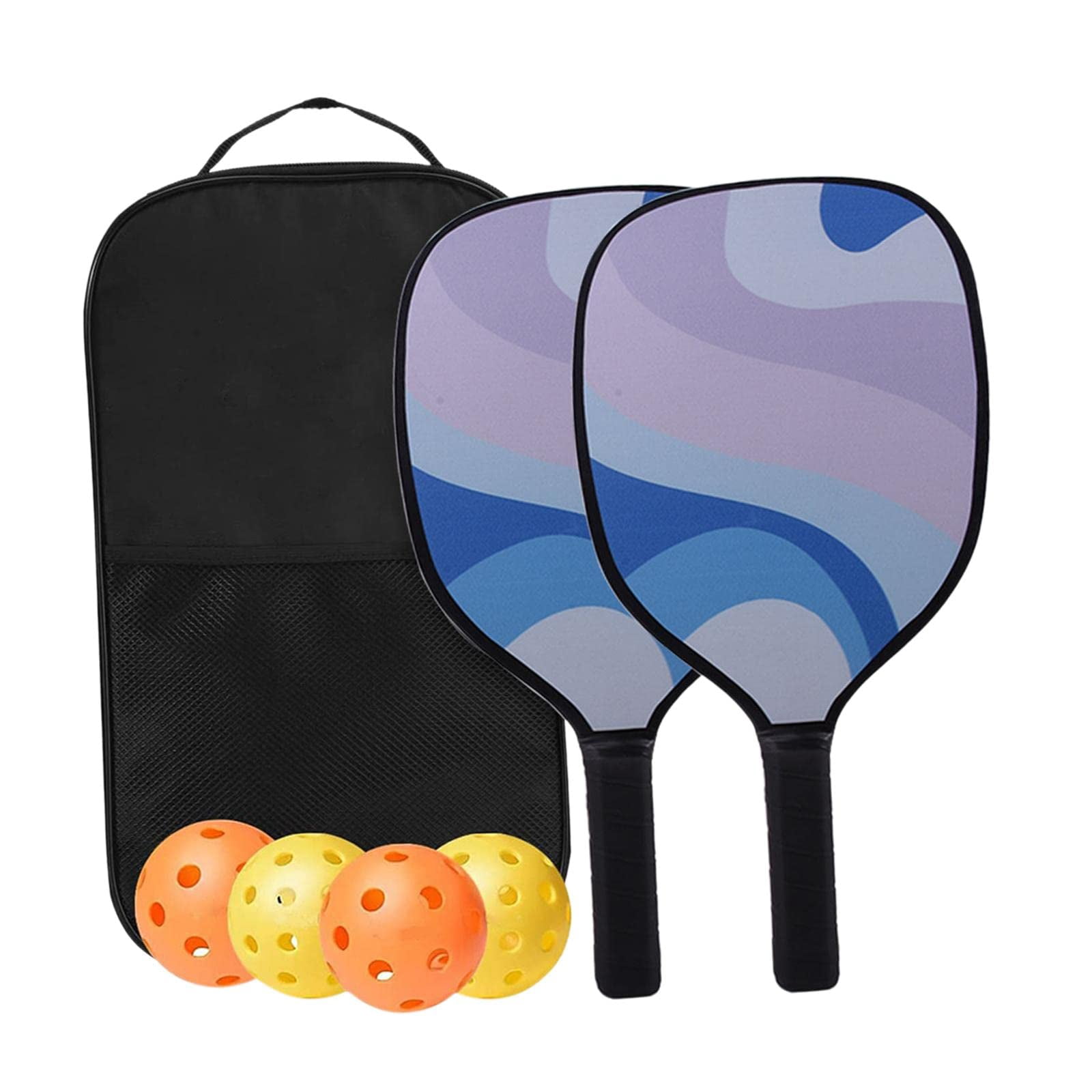 Pickleball Paddles Set of 2 , Included 2 Lightweight Rackets, 4 Outdoor Balls,1 Carrying Bag