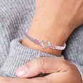 thumbnail image 2 of Heart Shape Peach Flower Woven Bracelet Cute Heart Shape Design Adjustable Sliver Transship Bracelets For Womens Girls, 2 of 3