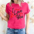 thumbnail image 1 of Pisexur T-shirt de la Saint-Valentin pour Femmes, Imprimé Amour, Manches Courtes, Col Rond, 1 of 5
