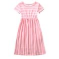thumbnail image 2 of B91xZ Robe Midi pour Filles à Manches Courtes, Robe Habillée de Vacances, Rose 11-12 Ans, 2 of 4