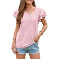 thumbnail image 3 of Birdeem Mode Femmes Été Col en V Uni Manches Courtes Aguichant Haut Blouse, 3 of 6