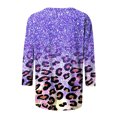 thumbnail image 4 of CEHVOM T-shirt Ample à Imprimé Léopard pour Femme, Manches 3/4, Col Rond, Haut Décontracté, Liquidation, 4 of 5