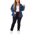 thumbnail image 2 of GRACE & GRANDEUR Women's Plus Size Denim Blazer Notched Lapel Button Work Jean Jackets 2X Denim Blue, 2 of 6