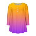 thumbnail image 4 of Pisexur Womens Plus Size Sweatshirt Gradients 3/4 Length Sleeve Tops Fall V-Neck Blouses Spring Ruffle Sleeve Tunic T-Shirts Dressy Casual, 4 of 4