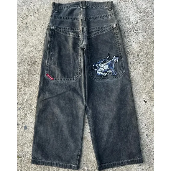 Harajuku Y2K Hommes JNCO Jeans Amples Hip-Hop Brodés Haute Qualité Jeans vintage Mode Urbaine Goth Hommes Femmes Jeans Décontractés à Jambe Grand