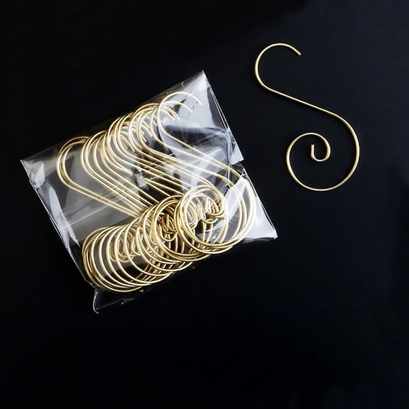Metal S-shaped Hooks Spiral Swirl Ornament Hanger Metal S-shaped Hanger Christmas Tree Decoration Accessories, Gold