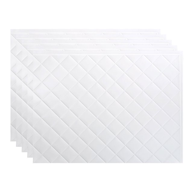 Fasade 18in x 24in Quilted Gloss White Backsplash Panel 5 Pack