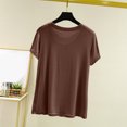 thumbnail image 4 of Timegard Womens Tops Pajamas Summer Round Neck Short Sleeve Loose Soft Homewear Casual Basic Tee Tops, 4 of 8