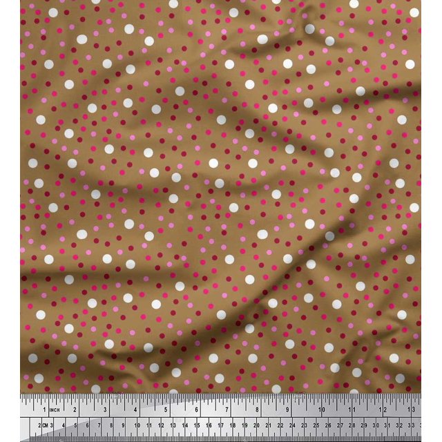 Soimoi Moss Georgette Fabric Dots Shirting Fabric Prints by Yard 42 Inch Wide