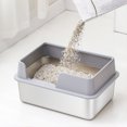 thumbnail image 3 of Cat Litter Box with High Enclosed Side,Stainless Steel Litter Box Stainless Steel Litter Box Enclosed Stainless Steel Large Cat Litter Box XL Litter Box for Multiple Cats, 3 of 7