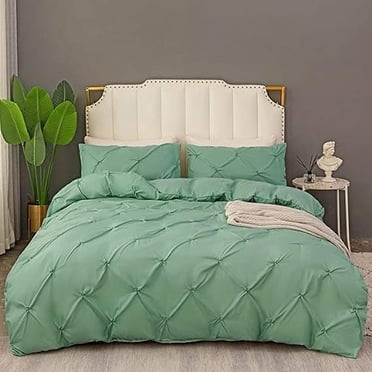 ApexGlobal Housse de Couette Plissée à Pincements TEAL pour Lit Simple 2 Pcs, Ensemble de Literie Ultra Doux en Microfibre Brossée avec Plis Pincés, une Housse de Couette à Fermeture Éclair, Deux Cache-Oreillers