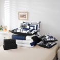 thumbnail image 5 of YST Navy Blue Square Comforter Set For Teen Boys Queen Lack White Grey Geometric 7 Piece Bed In A Bag Geometry Striped Bedding Set For Kids Men,Abstract Line Grids Bed Set, 5 of 5